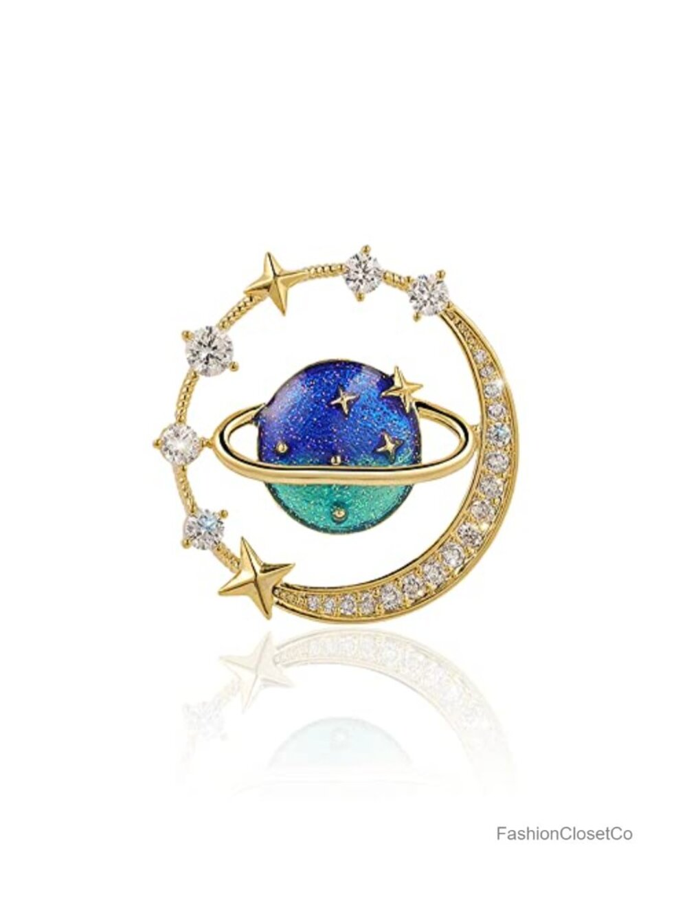 Enamel Rhinestone Star Sun Moon Brooch Pin Women Vintage Badge Jewelry